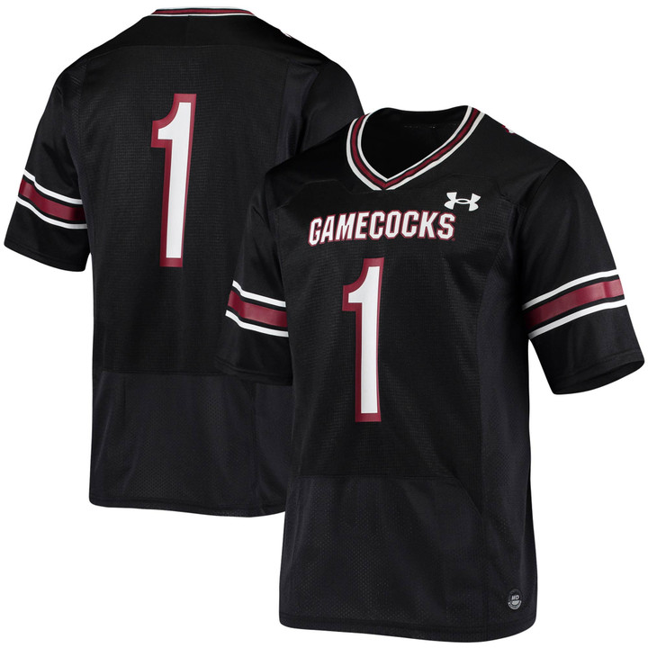 Number 1 South Carolina Gamecocks Under Armour Logo Replica Football Jersey Black Ncaa