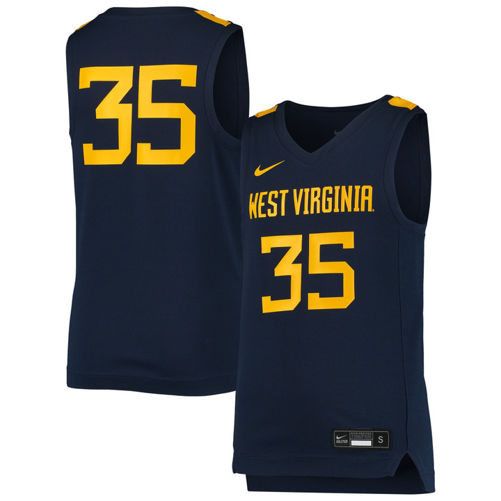 #35 West Virginia Mountaineers Nike  Team Replica Basketball Jersey - Navy Ncaa