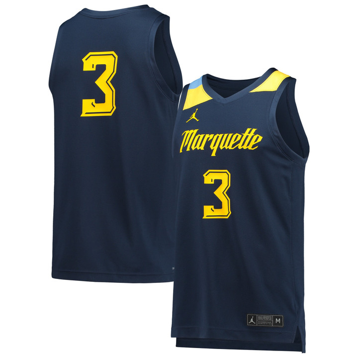 #3 Marquette Golden Eagles Jordan Brand Replica Basketball Jersey - Navy Ncaa