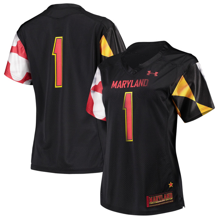 #1 Maryland Terrapins Under Armour Women's Finished Replica Jersey - Black Ncaa