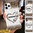 Personalized Grandma Mom Butterfly Heart Leopard Design Phone Case