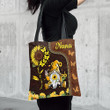 Grandkids Are My Sunshine Gnomes Sunflower With Butterflies Printed Personalized Tote Bag For Grandma