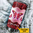 Custom Name Butterfly Red Steel Stainless Tumbler