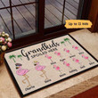 Doormat Grandkids Spoiled Here Flamingo Personalized Doormat 16x24