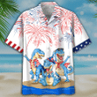 Dinosaur 4th of july Hawaiian Shirt- Independence Day hawaiian shirt, USA Patriotic Hawaiian Shirt