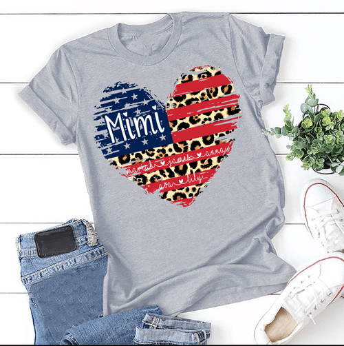 Mimi Heart - American Flag | Personalized T-Shirt