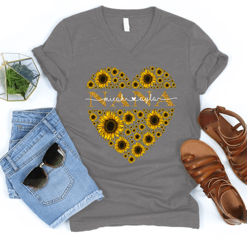 Nana - Sunflower | Personalized V-Neck Shirt