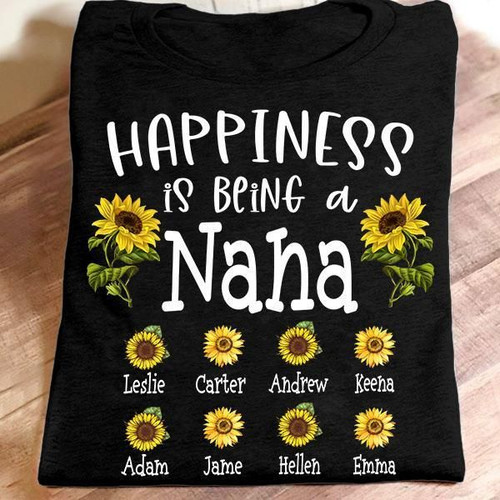 Happiness Is Being A Nana - Sun Flower Art | Personalized T-Shirt