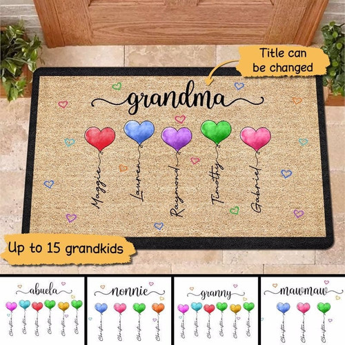 Grandma Grandpa Grandparents Sweethearts Balloon Personalized Doormat