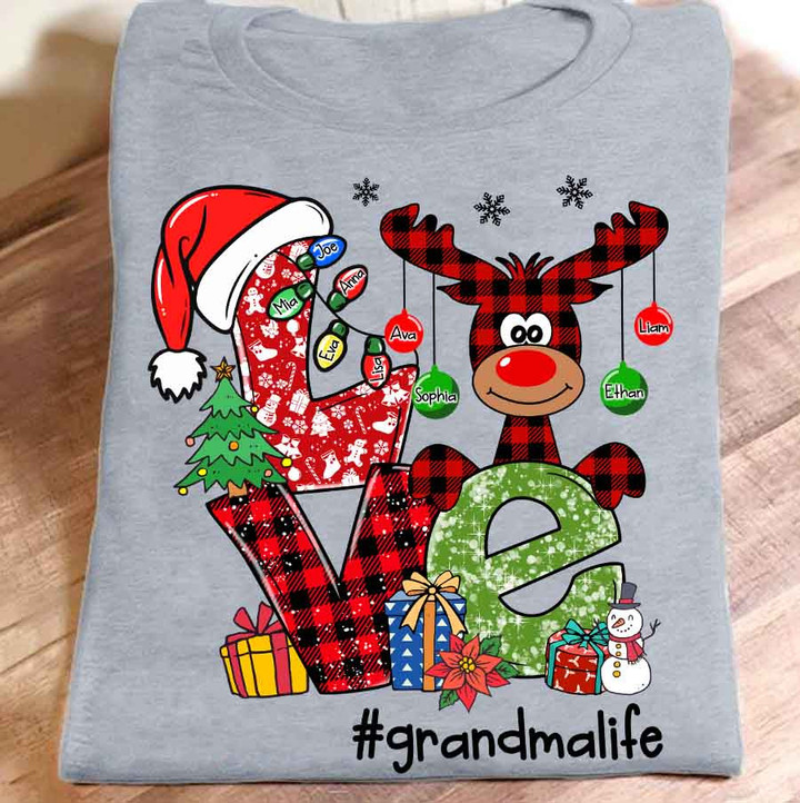 Love Grandma Life Reindeer | Personalized T-Shirt
