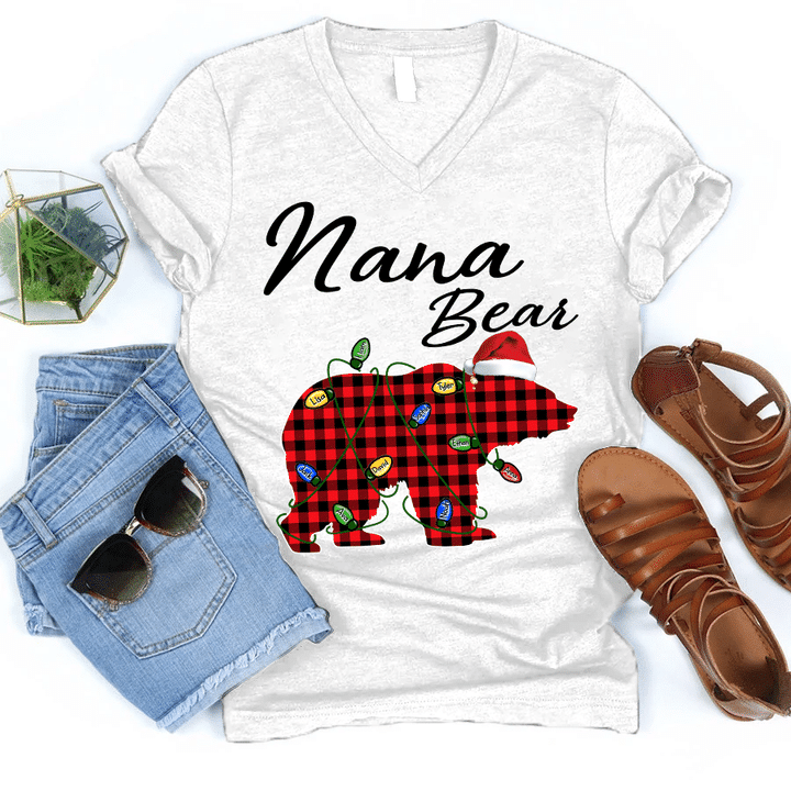 Christmas - Nana Bear 2 | Personalized V-Neck Shirt