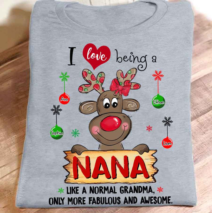 I Love Being A Nana Reindeer Christmas | Personalized T-Shirt