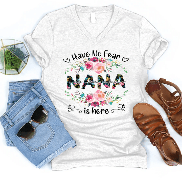 Have No Fear Nana Is Here - Christmas | Personalized V-Neck Shirt