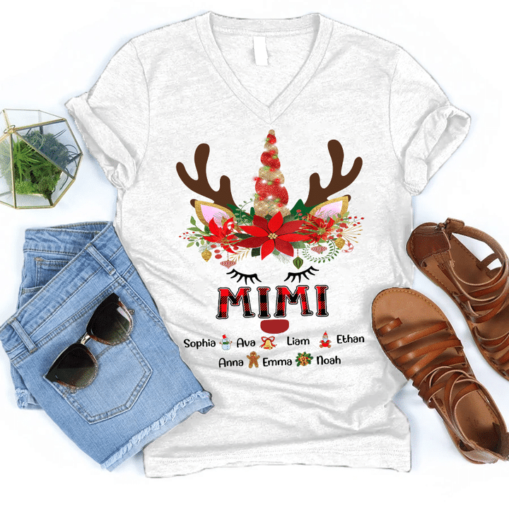 Christmas - Mimi Unicorn | Personalized V-Neck Shirt