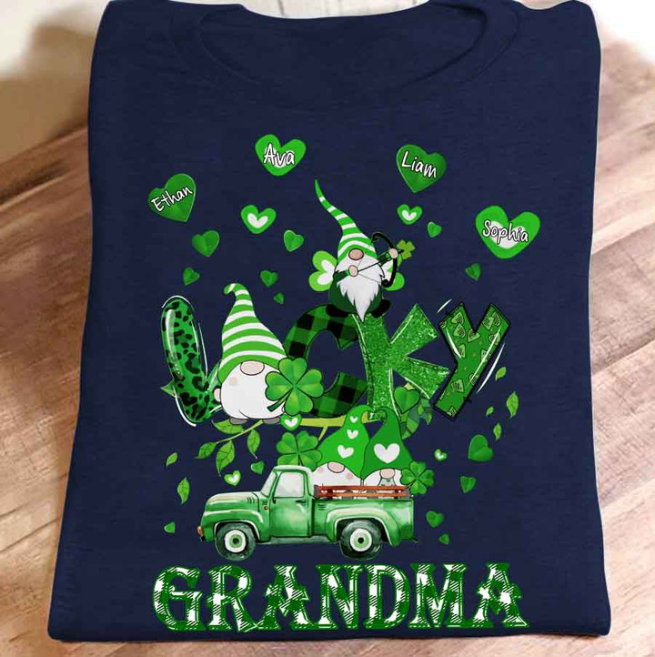 Lucky Grandma Hearts | Personalized T-Shirt