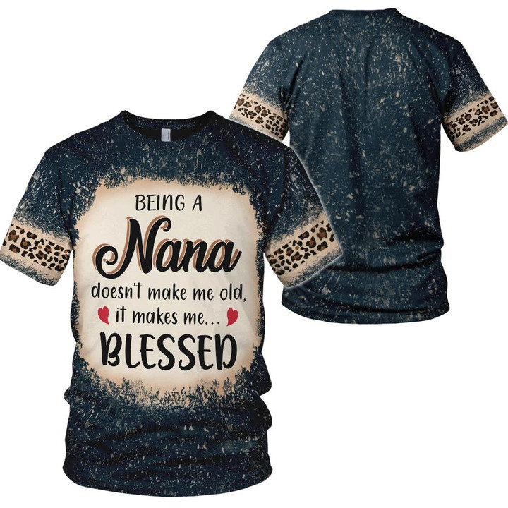 Being A Nana Doesn't Make Me Old, It Makes Me Blessed, Personalized Noel Leopard All Over Print Shirt For Grandma Huts