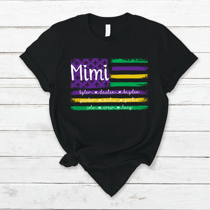 Mimi American flag Mardi Gras | Personalized T-Shirt