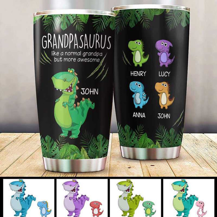 Grandpasaurus And Kids Personalized Tumbler