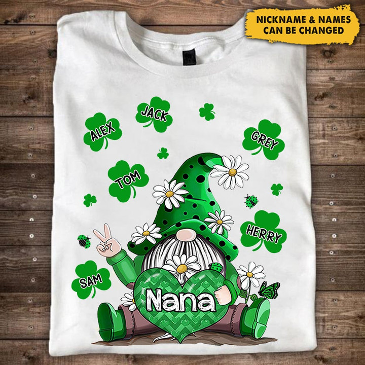 Personalized Patrick Day Irish Grandma Nana Mom Gnome T-Shirt