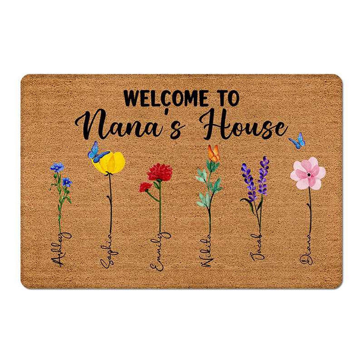 Doormat Welcome To Nana‘s House Watercolor Flower Personalized Doormat