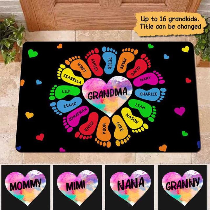 Doormat Grandma Grandkids' Footprints Personalized Doormat 18x30