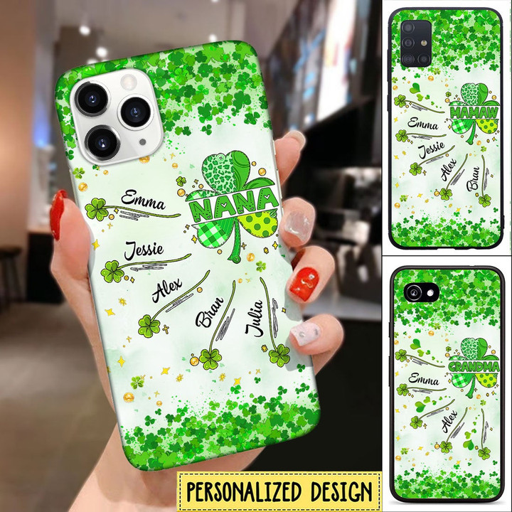 Personalized Lucky Nana, Grandma With Grandkids Name Clover Phone case
