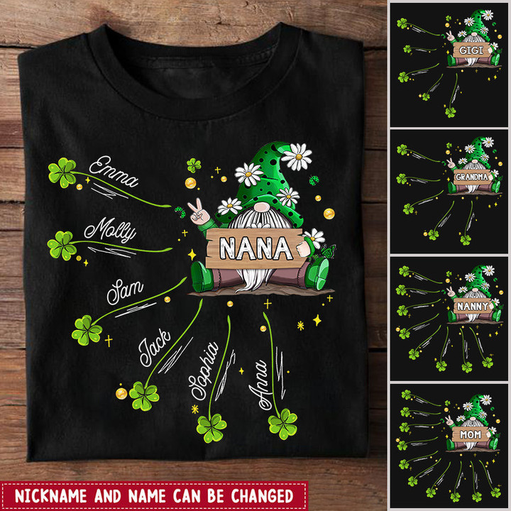 Grandma Mom Leprechaun Custom Kids Names Shamrock St Patrick's Day Mother's Day Gift Shirt HLD25JAN22TT1 Black T-shirt Humancustom - Unique Personalized Gifts S Navy 