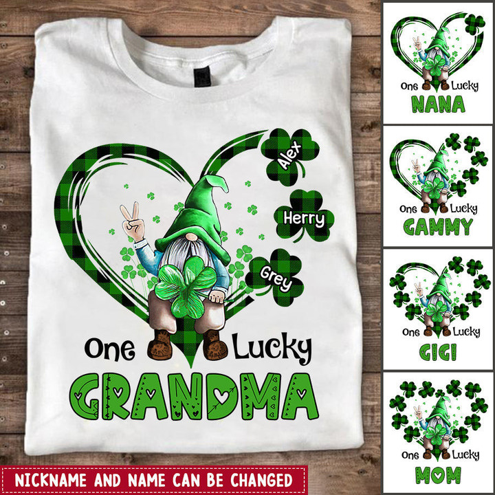 Grandma Mom Leprechaun Custom Names Heart Shamrock St Patrick's Day Mother's Day Gift Shirt HLD25JAN22TT2 White T-shirt Humancustom - Unique Personalized Gifts 2XL White 