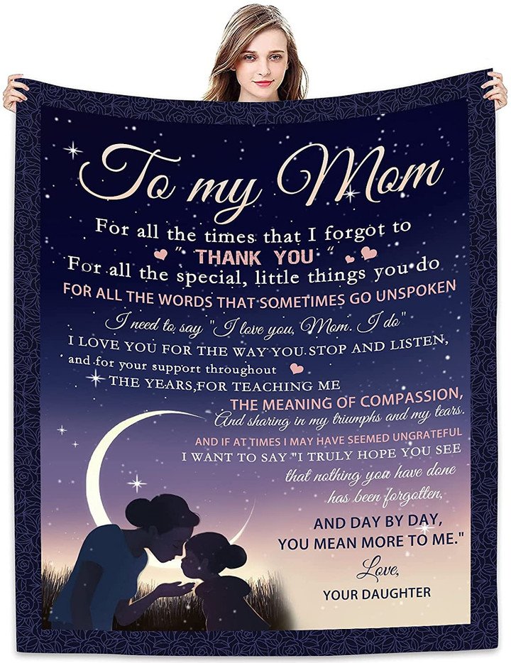 To My Mom Blanket from Daughter - Meaningful Gifts for Mom Fleece Throw Blankets Birthday Gifts for Women