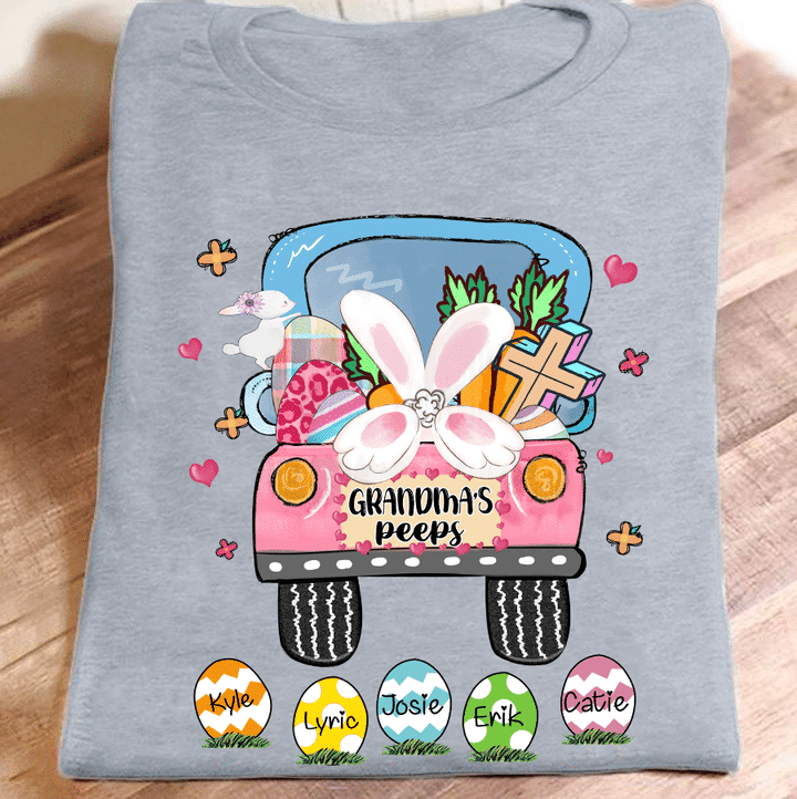 Grandma Peeps Easter And Kids Name | Personalized T-Shirt