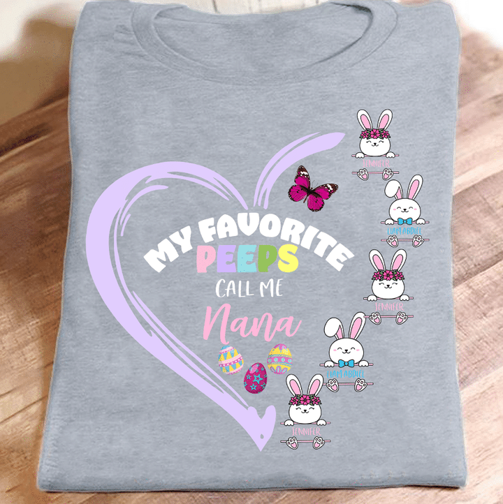 My Favorite Peeps Call Me Nana Easter Heart | Personalized T-Shirt