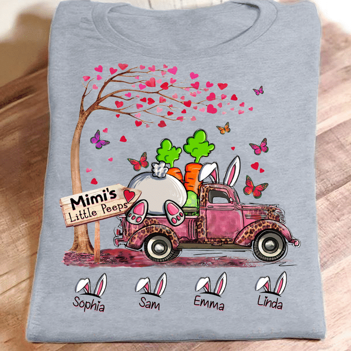 Grandma's Little Peeps Bunny And Grandkids Name | Personalized T-Shirt