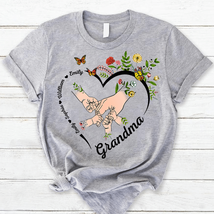Personalized Wildflowers Mimi Hands And Grandkids Hands Shirts For Grandma
