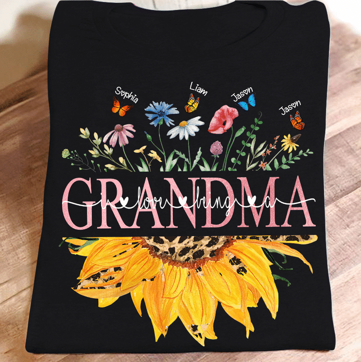 I Love Being A Grandma Flower And Butterfly | Personalized T-Shirt