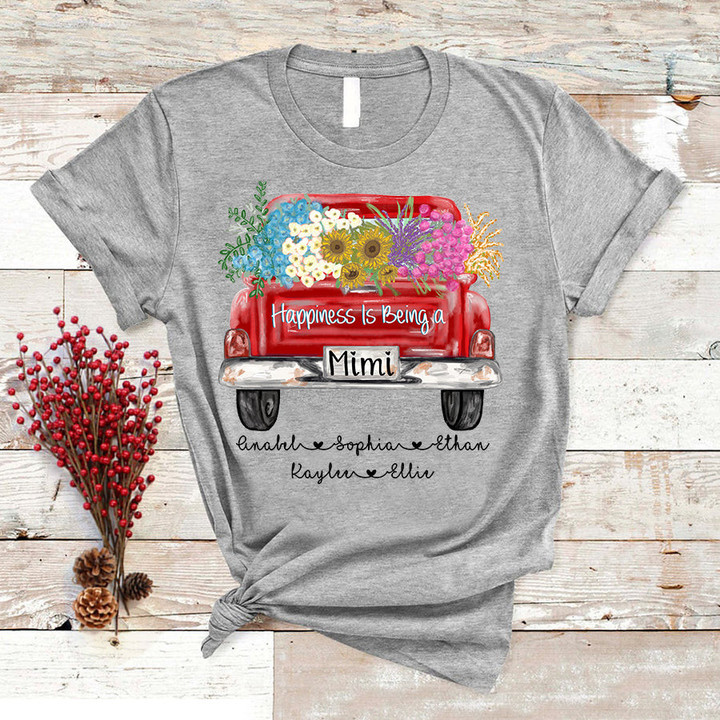 Happiness Is Being A Mimi - Truck Flowers | T-Shirt