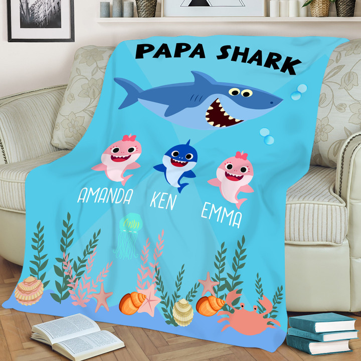 Papa Blanket, Papa Blanket With Grandkids Names, Papa Sherpa Blanket, Papa Fleece Blanket