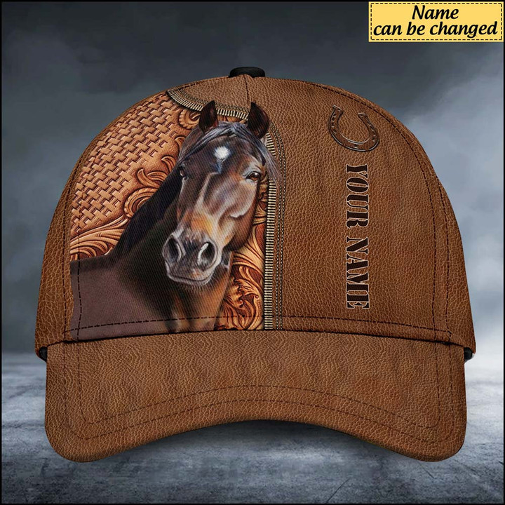 Love Horse Leather Pattern Personalized Cap
