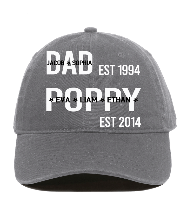 Dad Poppy With Kids Names | Personalized Classic Baseball Cap