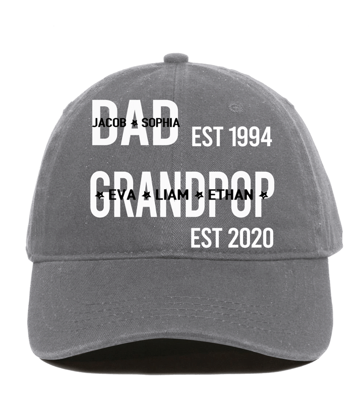 Dad Grandpop With Kids Names | Personalized Classic Baseball Cap