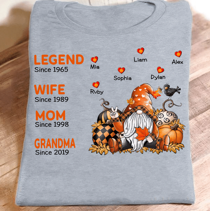 Legend Wife Mom Grandma Pumpkin Gnome Halloween | Personalized T-Shirt