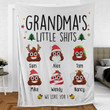 Funny Christmas Gift for Grandma, Personalized Grandma's Little Shits - Blanket