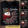 Personalized Grandma Mom Snowman Candy Cane Christmas T-shirt