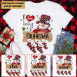 Personalized Grandma Mom Snowman Christmas Socks Gift T-shirt