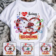 I love Being Grandma Candy Cane Winter Personalized Shirt For Grandma