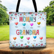 First Mom Now Grandma Colorful Balloons Personalized Tote Bag