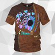 Grandkids Are My Hologram Sunshine Sunflower With Hearts Personalized All Over Print Shirt, 3D Shirt For Grandma