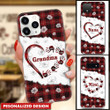 Custom Grandma Mom Kids Names Caro Heart Handprints Mother's Day Best Gift Phone case