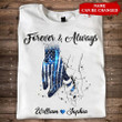 Thin Blue Line Forever & Always Personalized Couple T-Shirt