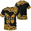 Personalized Butterfly Sunflower Pattern All Over Print Shirts For Nana GiGi MiMi Nickname Can Be Changed Huts