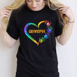 T-Shirt Grandma Mom Heart Hand Print Personalized Shirt 2